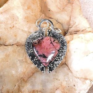 RHODONITE modernist pendant NWT